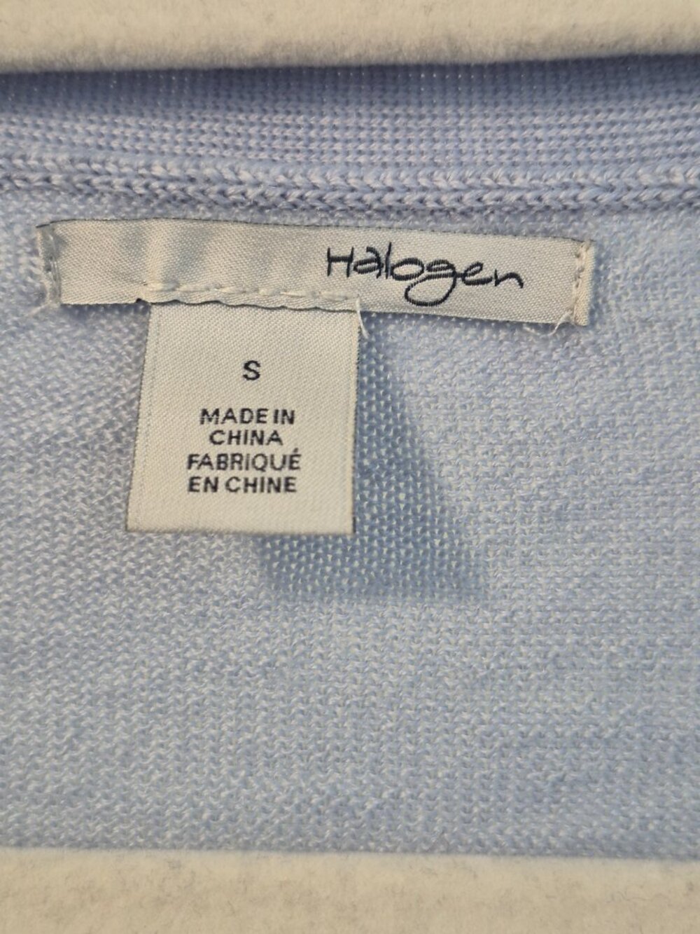 Halogen Cardigan Women S Light Blue 100% Merino Wool Button Front Pockets - Picture 2 of 8